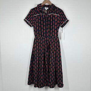 Unique Vintage Retro Royal Monk Royal Guard Button Front Swing Dress NWT Size 4